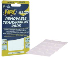 HPX Doppelseitige Klebepads TRANSPARENT 25mm x 25mm