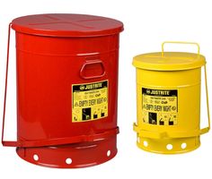 JUSTRITE Vlamdovende Afvalbak Metaal - Rood & Geel
