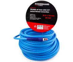 POWERHAND Flexible Air Hose 8 x 12mm + 1/4" Threaded Connection - 20 meters