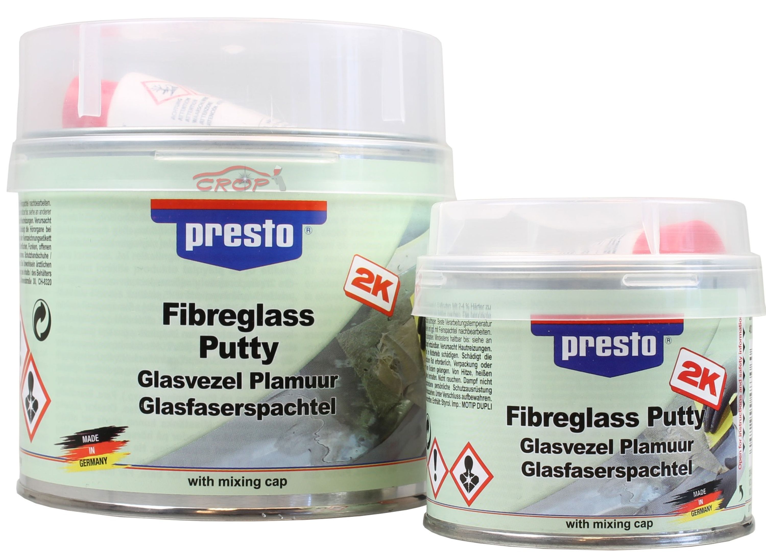 Masilla Per Fibra Di Vetro 150 Ml Con Indurente - Stucco Per Riparazioni Auto E Fai Da Te