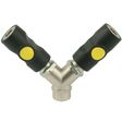 Raccord rapide en Y 6mm Prevost - Bouton poussoir jaune