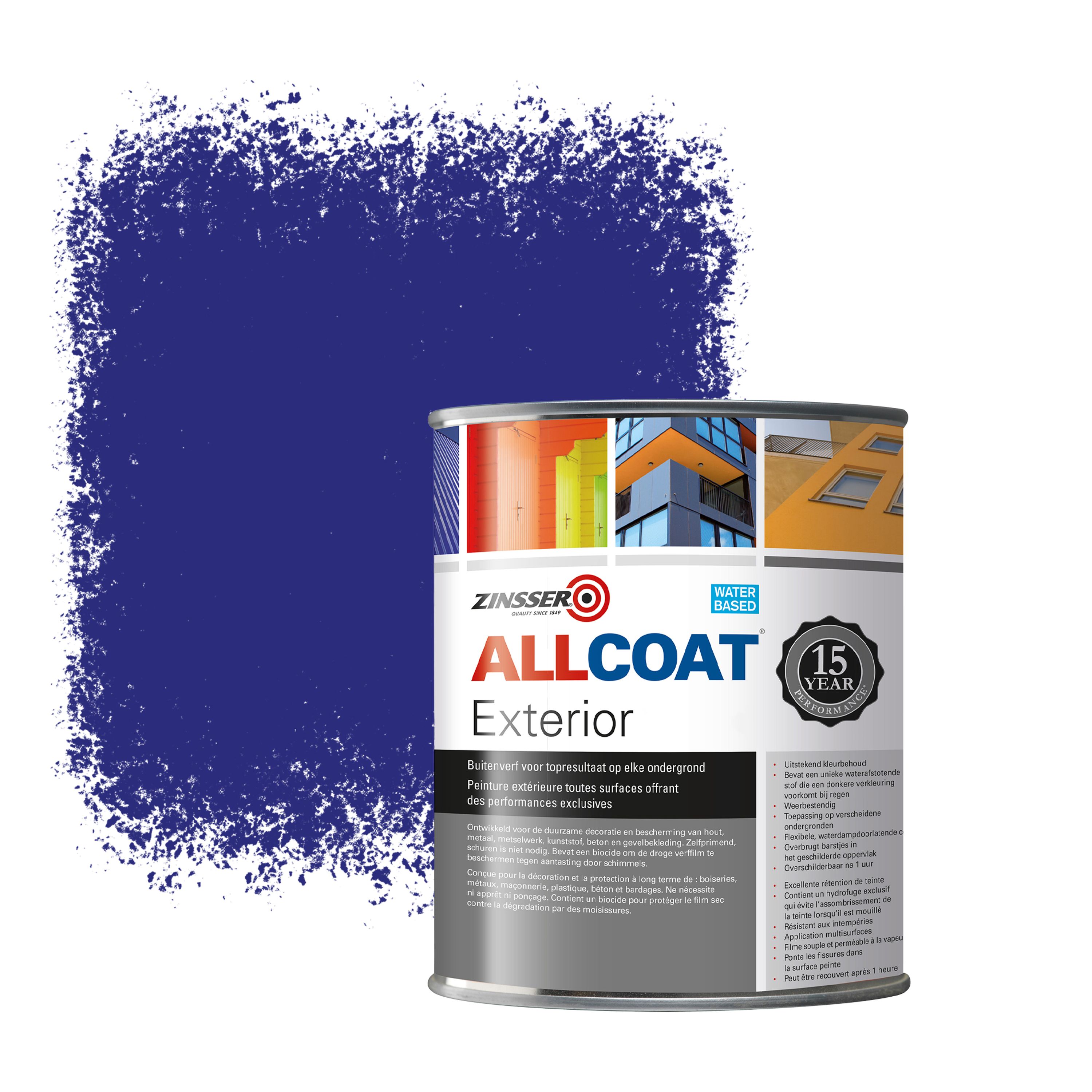 Buy Zinsser Allcoat Exterior Wall Paint RAL 5002 Ultramarine blue - 1 ...