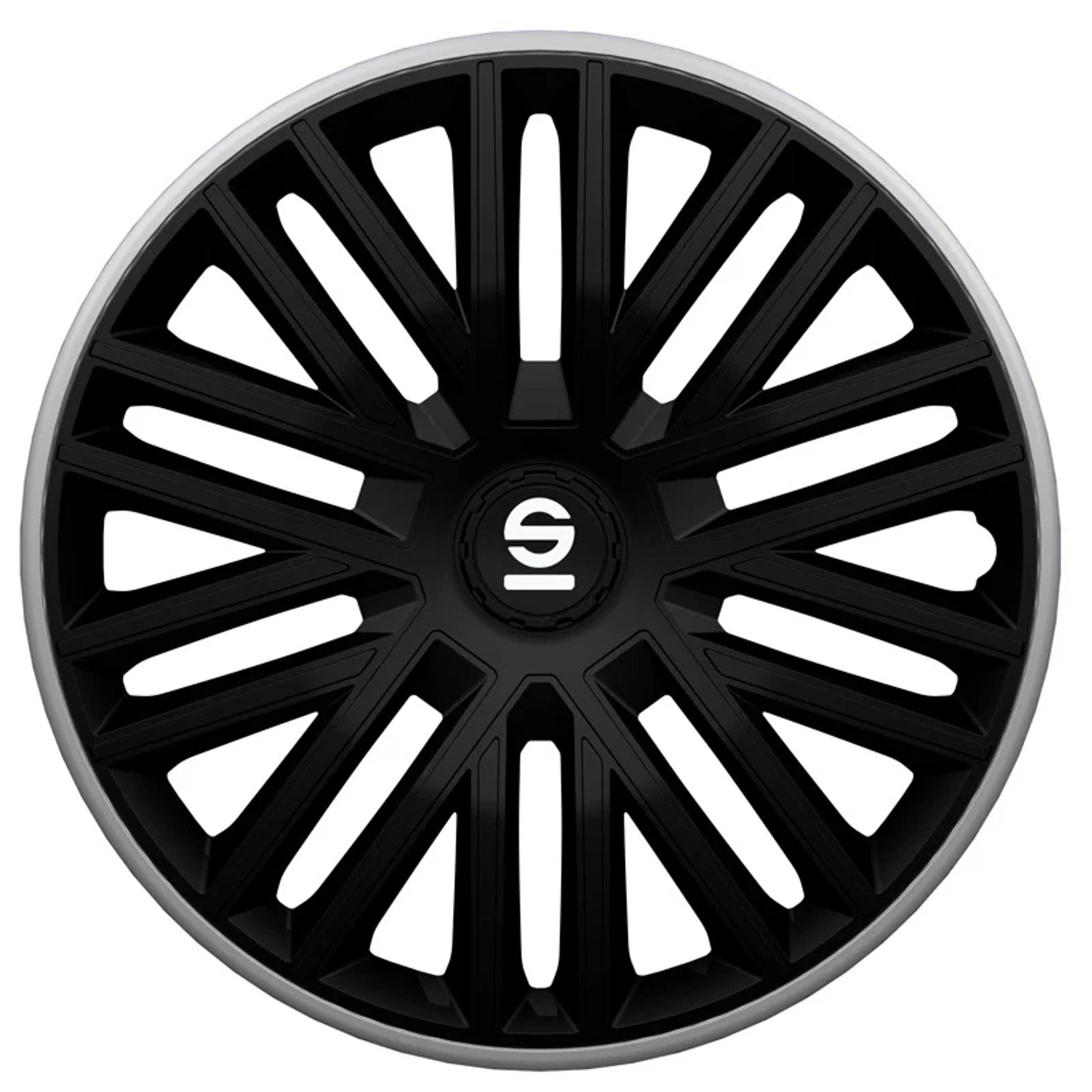 Sparco 4-Delige Wieldoppenset Bergamo 15-inch zilver/zwart