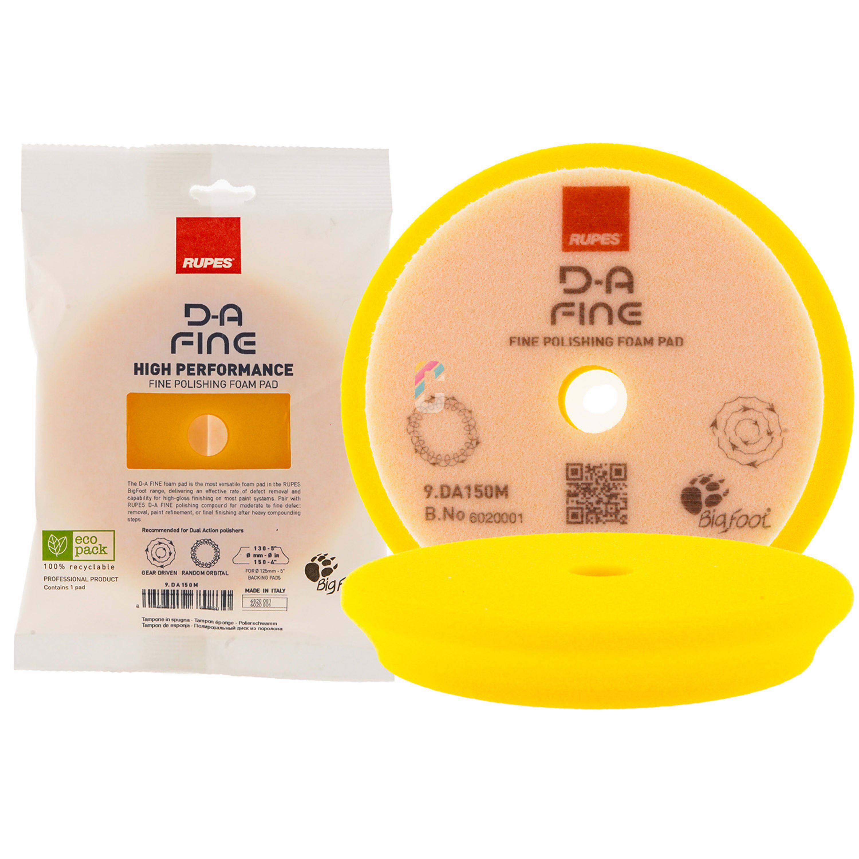 Set 6 Spugne Per Lucidatura 180 Mm Con Velcro – Durezze Diverse (Soft, Medium) A Nido D'Ape, Per Auto, Vetro, Pietra