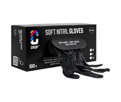 CROP Rękawice Nitrylowe Czarne - 100 sztuk - Bardzo Mocne